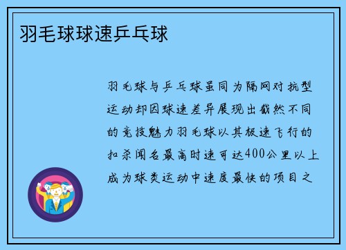 羽毛球球速乒乓球